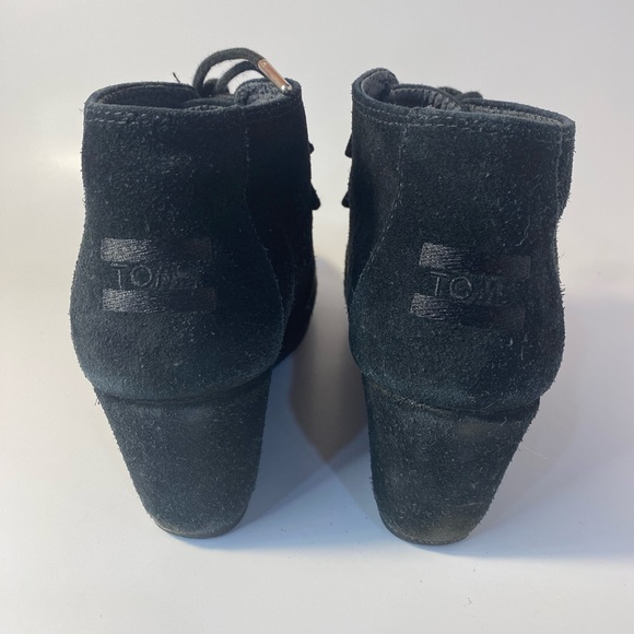 TOMS Kala Wedge Bootie Black Suede - Women's size 7 - Picture 2 of 4